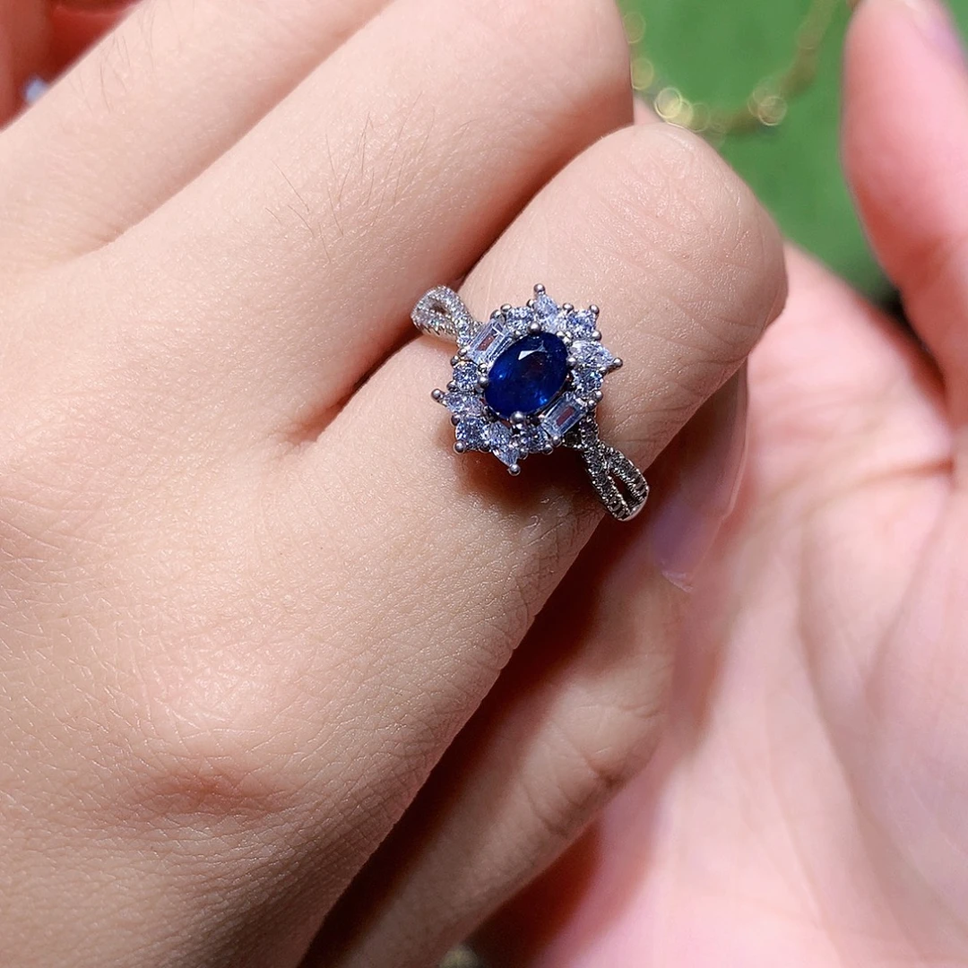 ****撸银S925镶嵌蓝宝石戒指