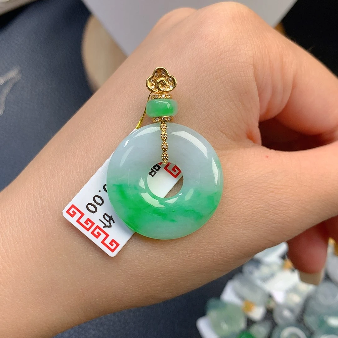 吊坠(不含链)18K金镶嵌翡翠?****铛翡翠