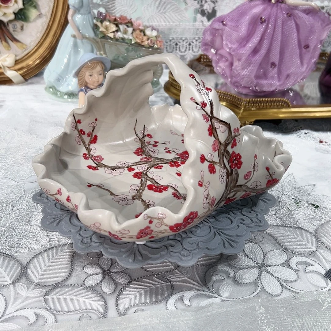 陶瓷F3172高温瓷桃谷流水提篮果篮