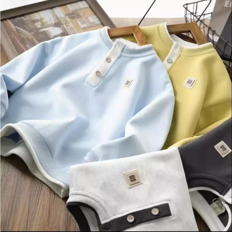 男童卫衣2025春秋款男孩时尚洋气双领中大童韩版时髦炸街打底衫
