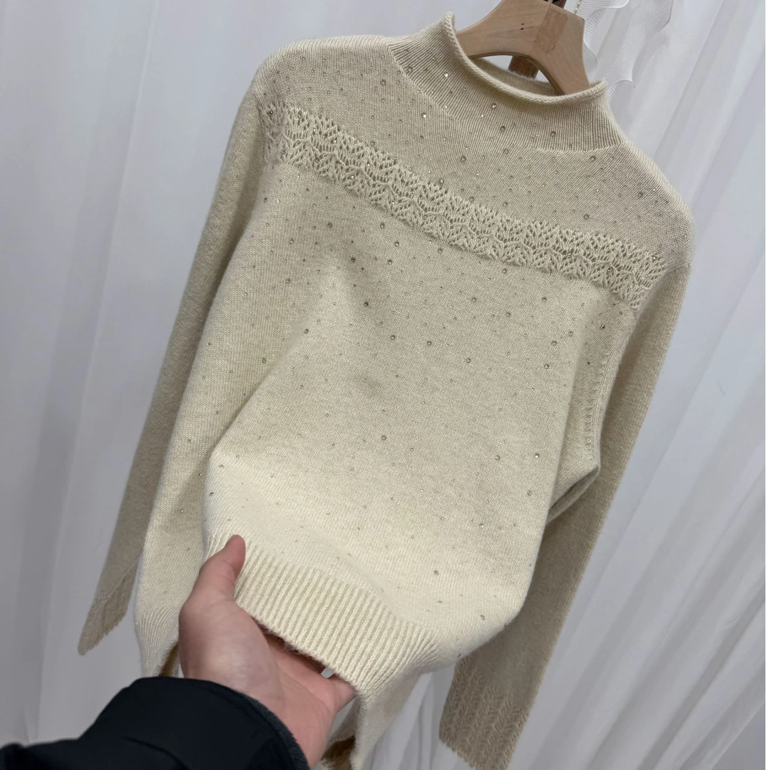 【碎钻打底米】时尚百搭休闲针织衫
