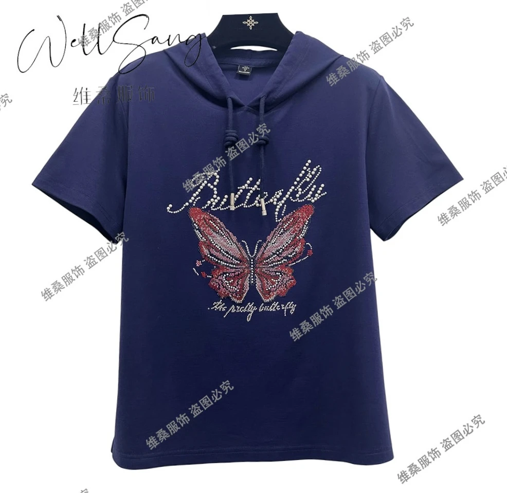 【昭南精选】40-60岁精致女性 减龄时尚百搭显瘦休闲连帽短袖#9902
