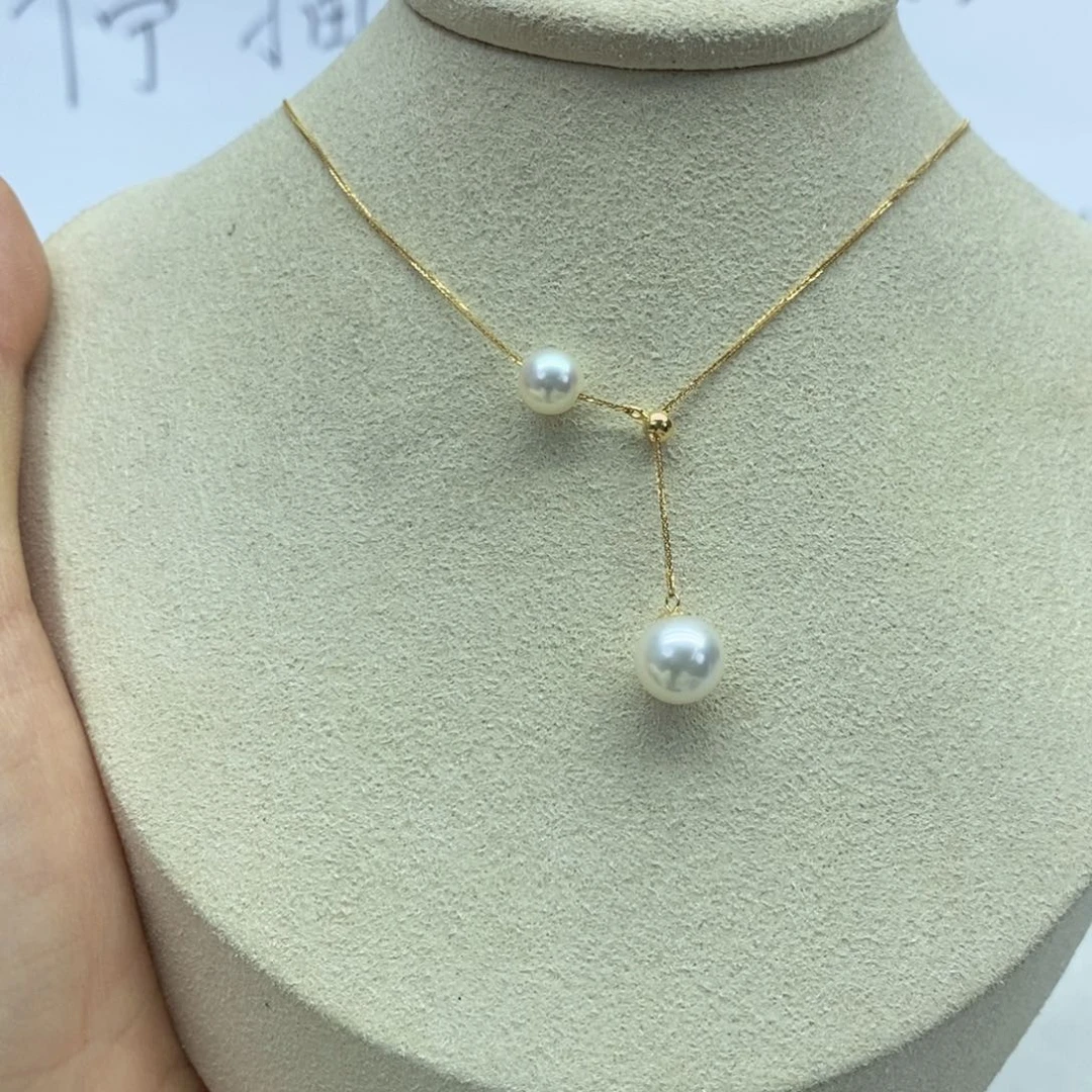 颈饰18K金镶嵌海水珍珠