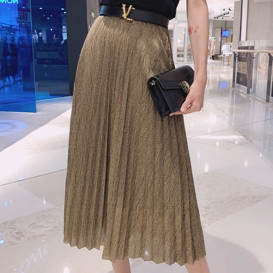 M1450松紧腰配腰带垂感百褶裙裙长79 款号S2530