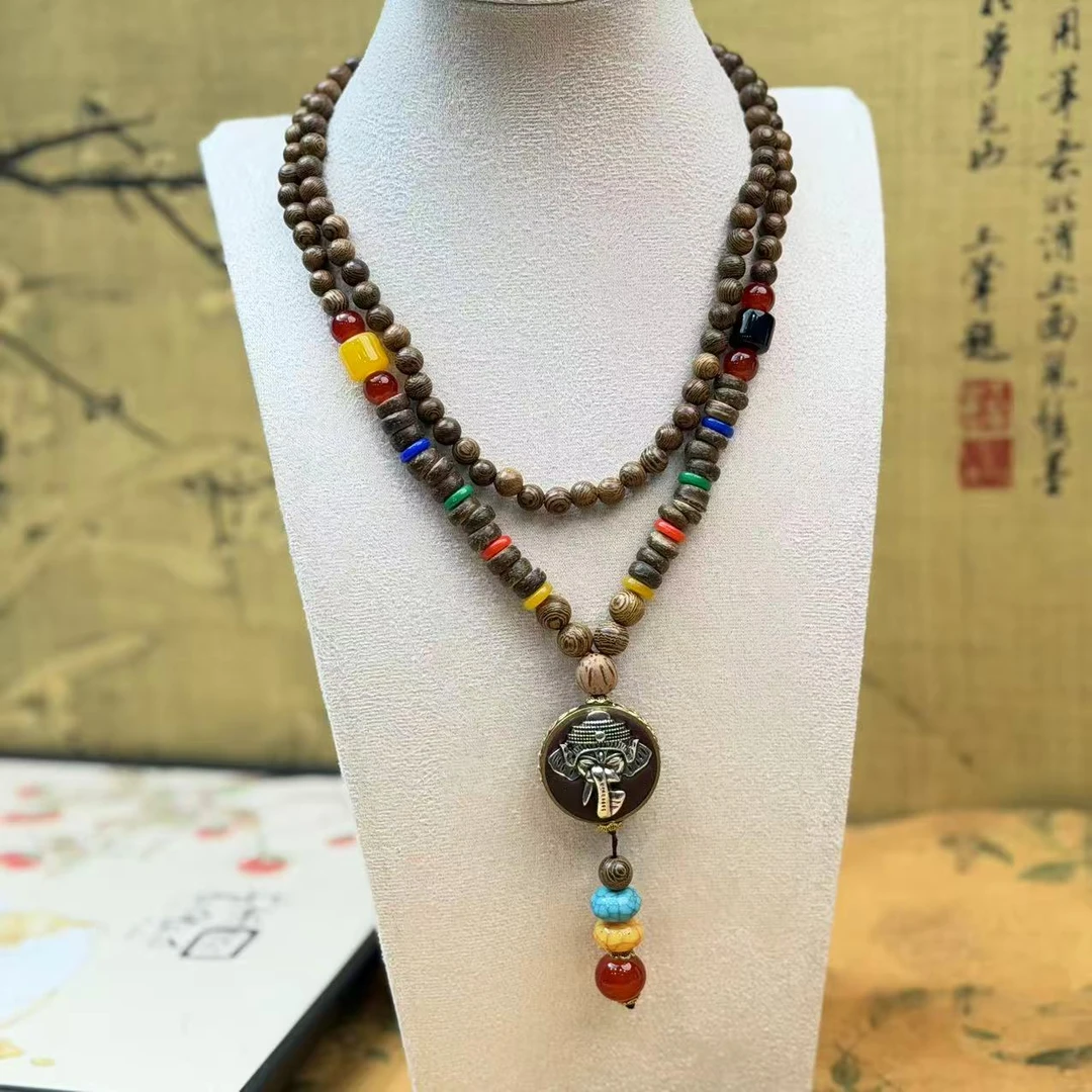 DA-1222-尼泊尔大象木珠链毛衣链