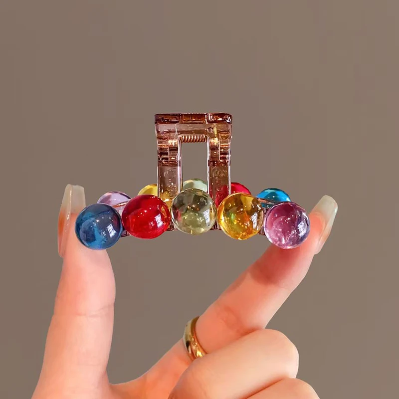 哈韩宅物韩国彩虹珠中号抓夹2025新款高级感女后脑勺半扎发抓头饰