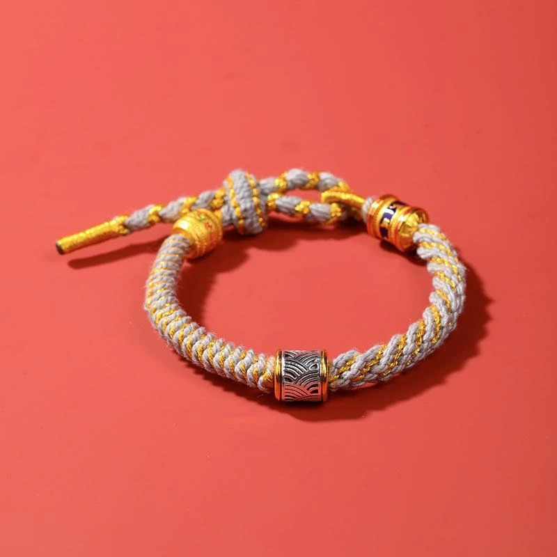 藏式手绳六字真言五彩绳手工编织红绳手链女本命年饰男士藏风手绳