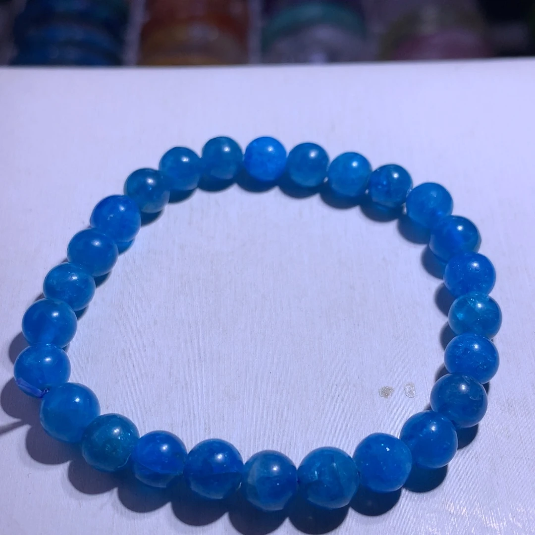 水晶银S925镶嵌手串蓝磷灰7.7m 346