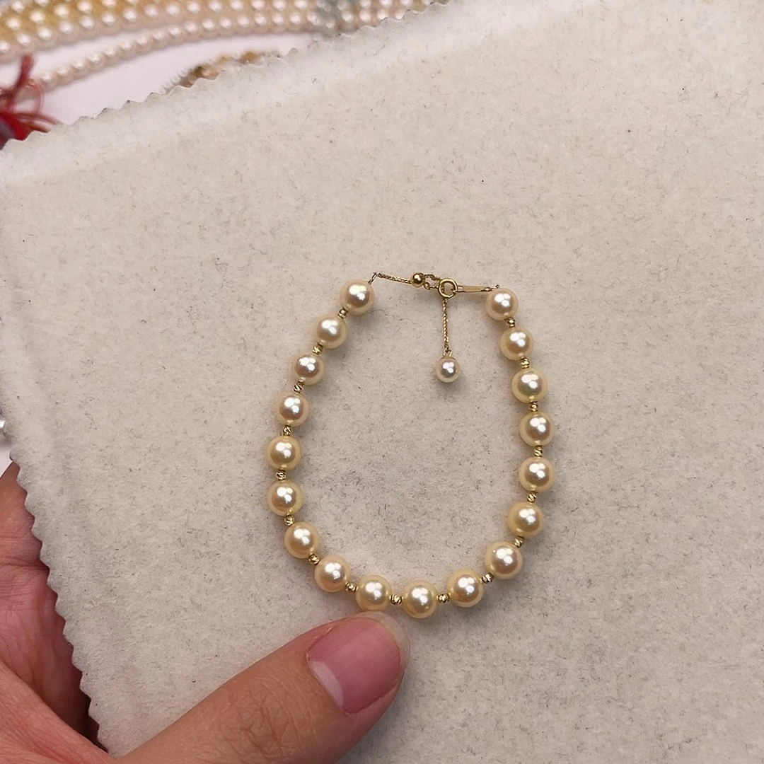 手绳18K金镶嵌海水珍珠