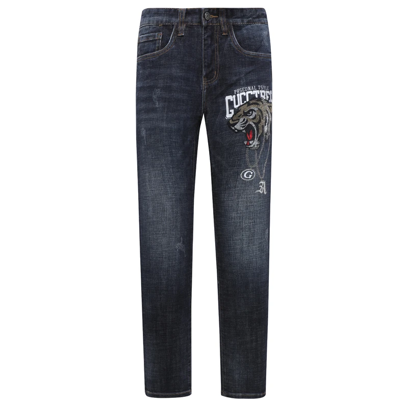 H1136男士春秋厚度牛仔裤 棉中腰修身商务休闲长裤 微弹