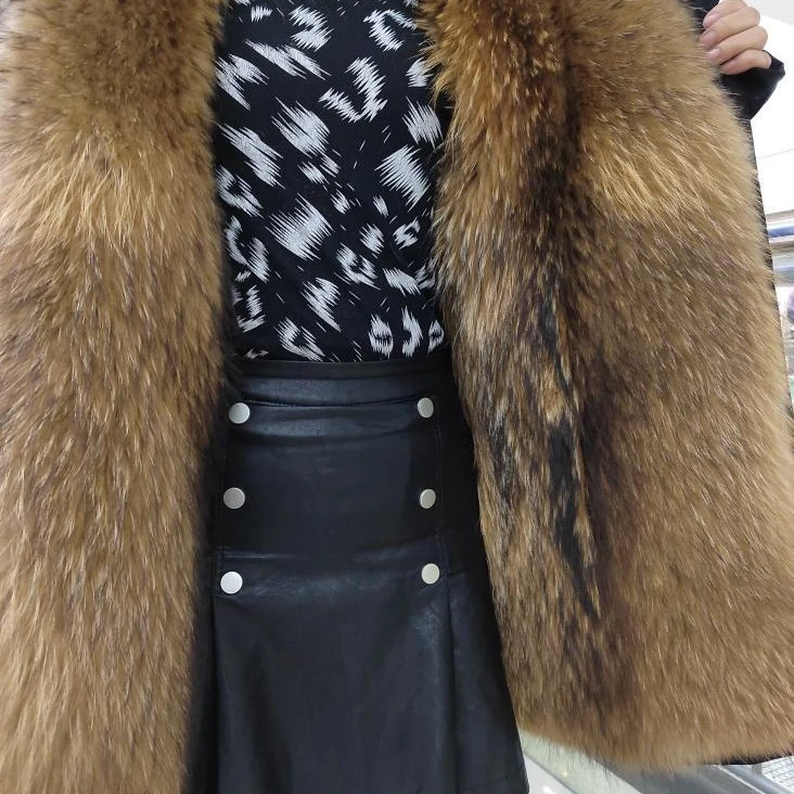 （升级四张大皮貉子王中王一衣三穿）连帽中长款加厚保暖时尚大毛领