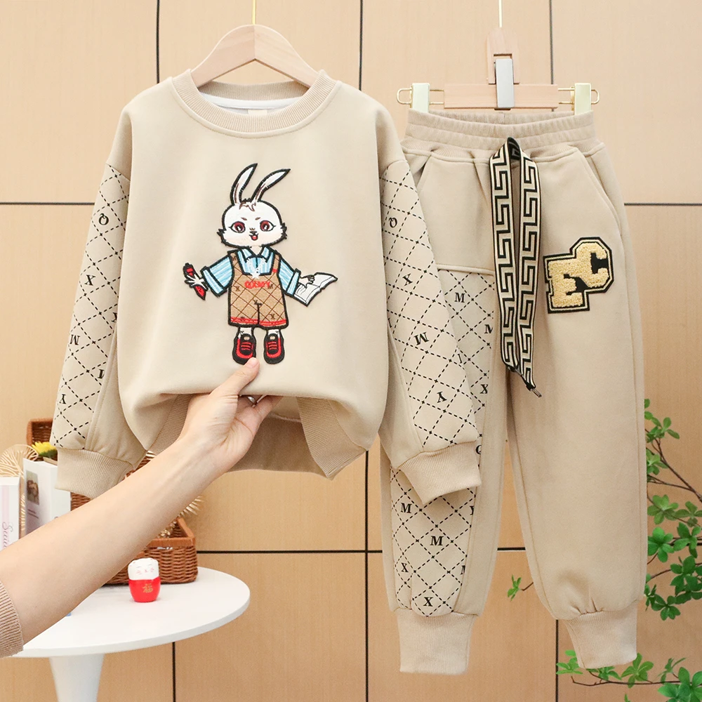 卫衣两件套童装套装2025新款时尚洋气春秋中大童外穿潮款