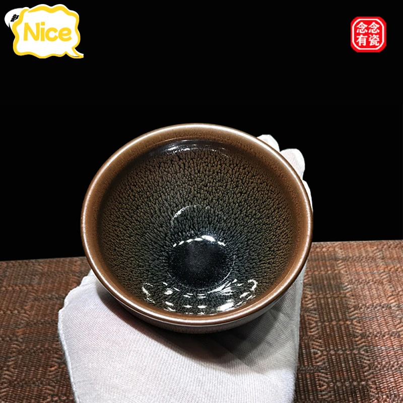 新人特惠建盏彩釉油滴天目曜变手握原矿茶杯主人杯高品质茶盏源头