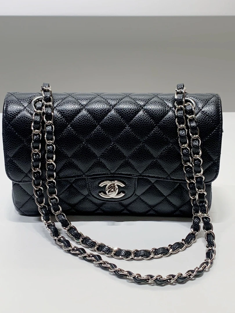 99新 Chanel/香奈儿 HIHI/ Chanel 黑银荔枝纹小号CF 30开/一店