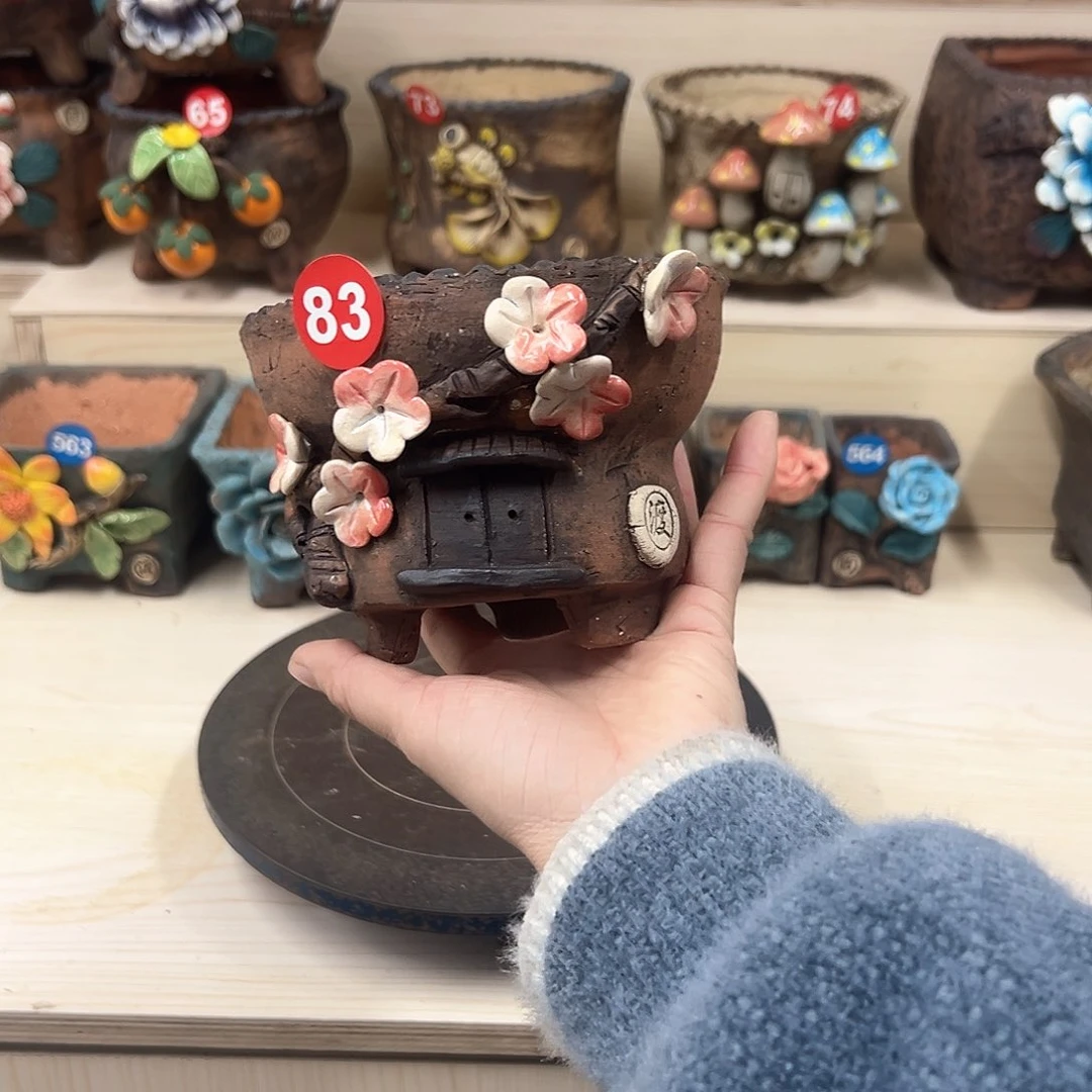 紫砂花盆83号内口11.5外高10