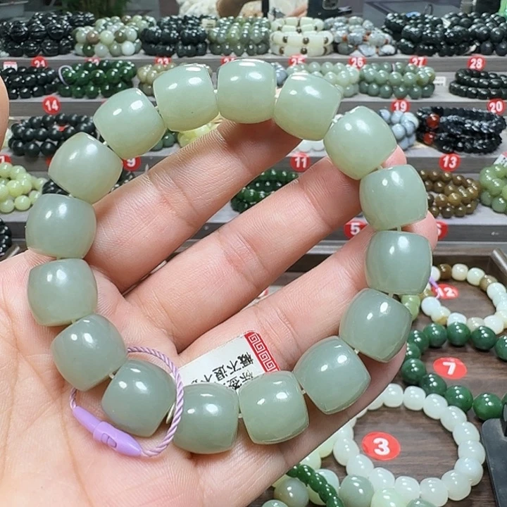 未镶嵌手链和田玉新疆且末蓝直切卡14