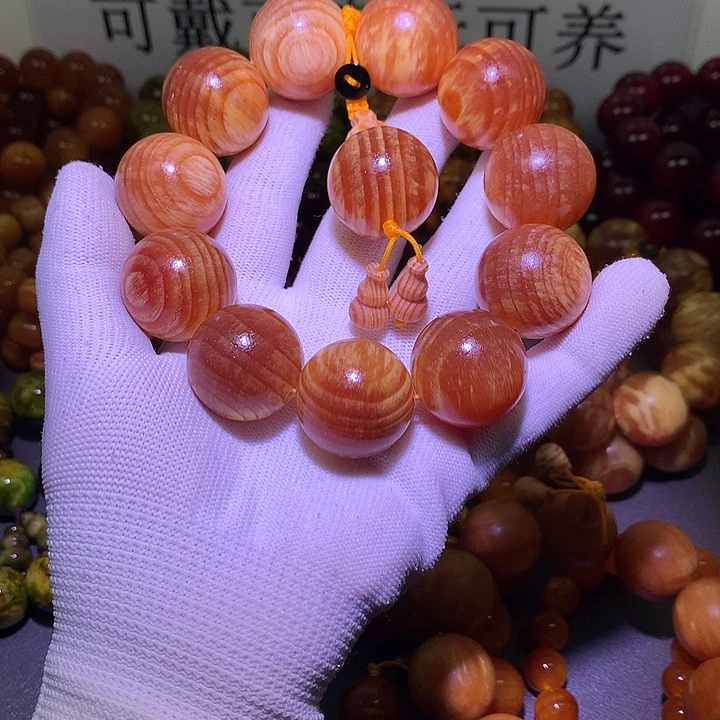 梓***贝松木（琥珀木）手串/手链2.5 高货原生态全透
