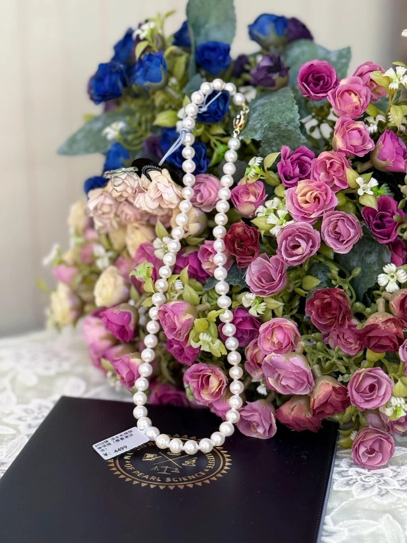 【晓艾珍珠】 小满淡水无核珍珠项链（带香港证书）7-8mm S925银 X968