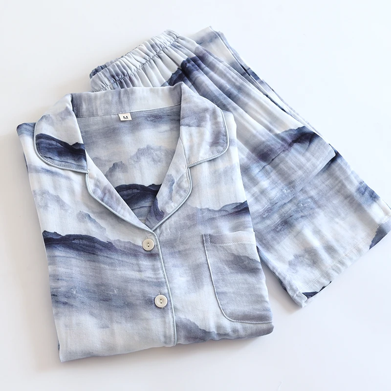 竹纤维情侣睡衣套装男女士休闲可外穿长袖家居服