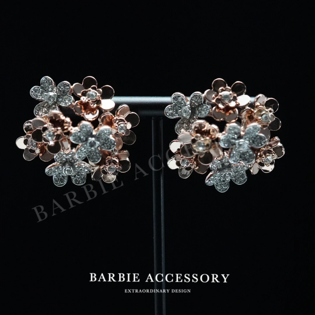 铜合金合成锆石耳饰 【花花语季】法式既视设计款高级感绝美耳环