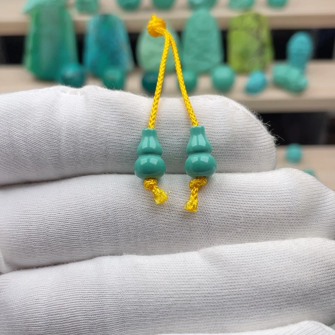 湖北秦古绿料7*11mm小葫芦弟子珠