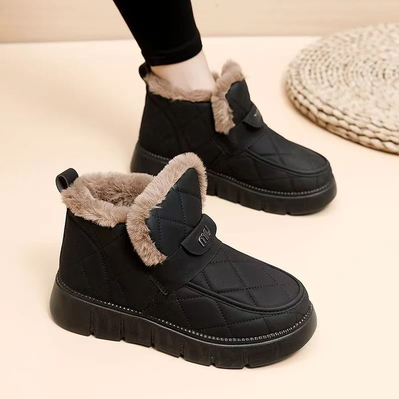 冬季新款增高鞋雪地靴加绒加厚保暖鞋厚底毛毛棉鞋防滑轻便妈妈鞋