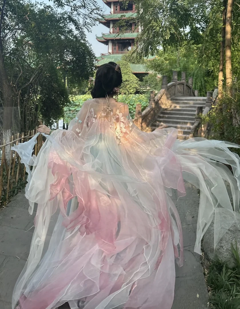 粉人鱼姬锦鲤系列神话汉服重工刺绣齐胸大袖超仙套装