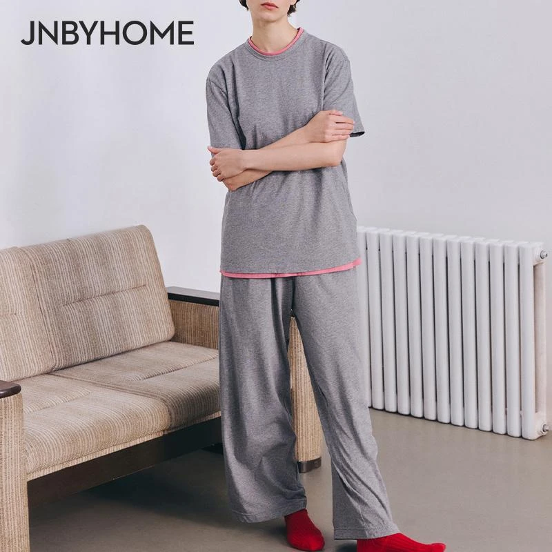 JNBYHOME江南布衣25新品圆领可外穿家居服套装睡衣短袖简约外穿女
