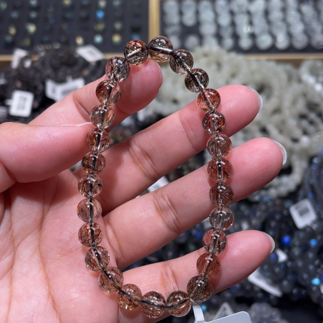 发晶手链未镶嵌黑金超七手链7mm