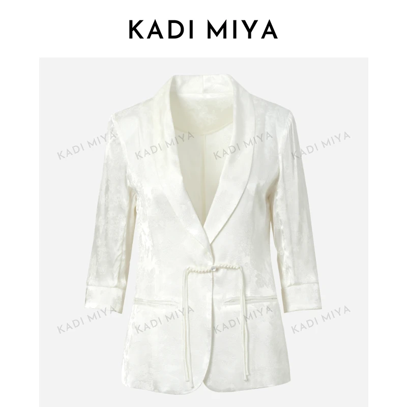 KADIMIYA“蝶舞飞花”提花盘扣西服外套新中式气质女士上衣春夏