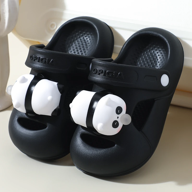 儿童拖鞋男女中小童EVA洞洞鞋居家外穿洗澡防滑网红泡泡熊猫凉鞋