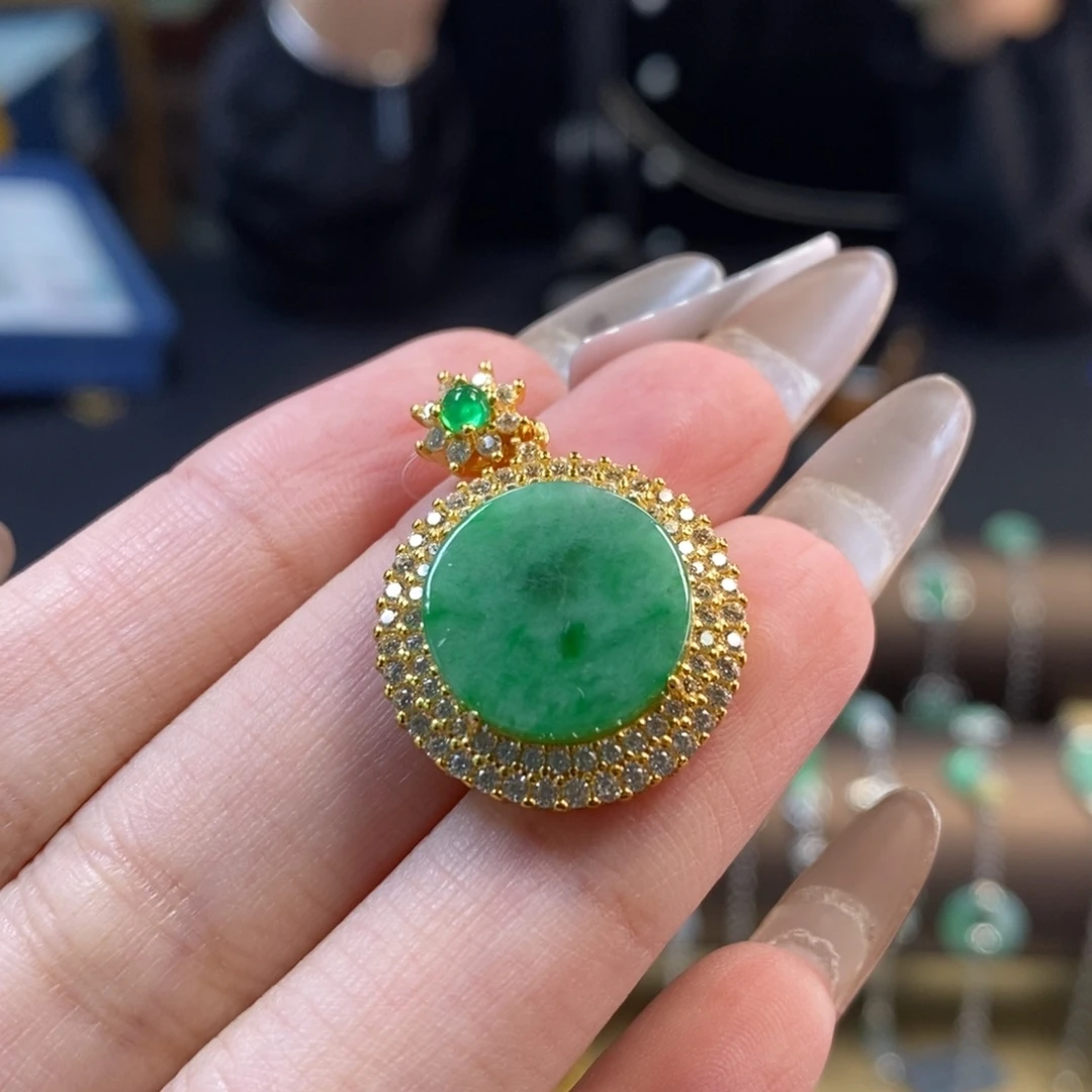 翡翠银S925镶嵌颈饰17112