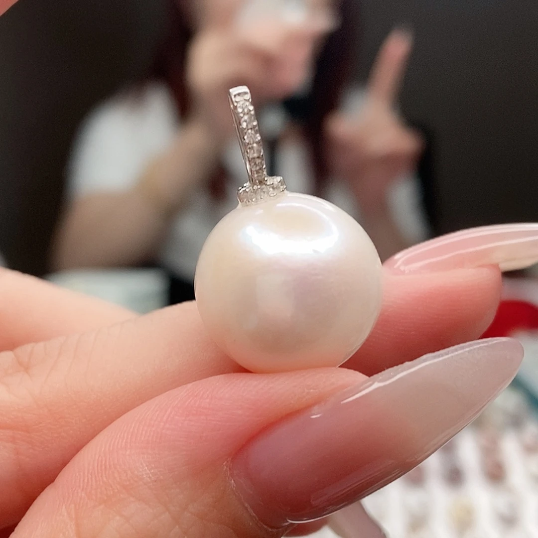 吊坠(不含链)银S925镶嵌淡水珍珠
