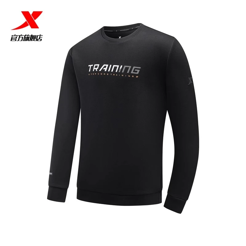 XTEP/特步塑型科技|运动卫衣男春秋新款男子休闲圆领印花长袖上衣