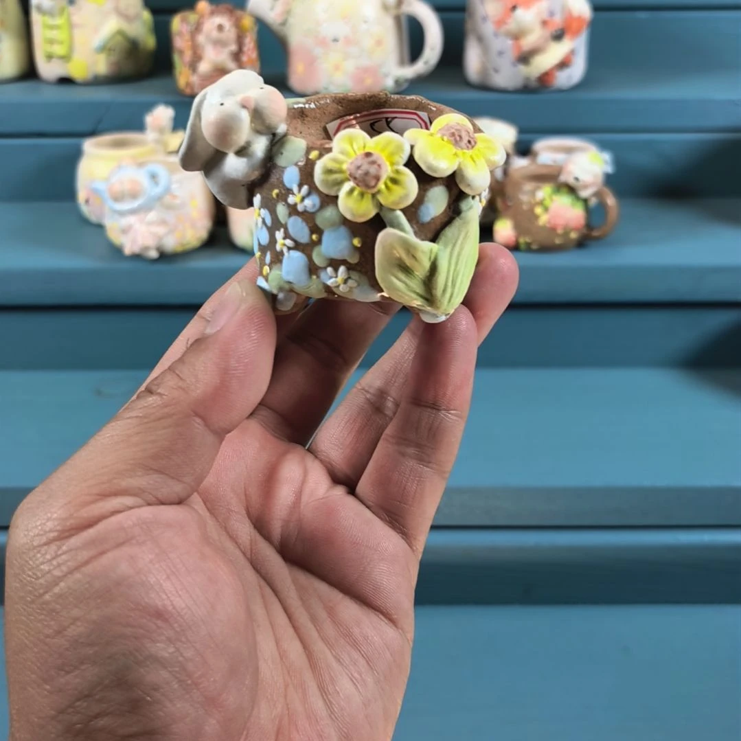异形小兔 手绘多肉花盆