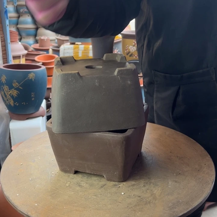 紫砂宜兴紫砂花盆花盆四方17+17