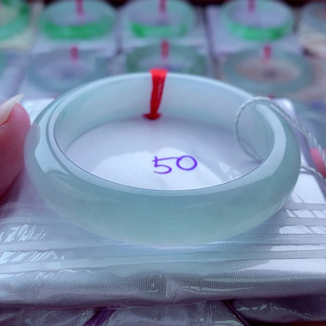 翡翠未镶嵌手镯292冰透冰胶起光晴水蓝冰清玉洁