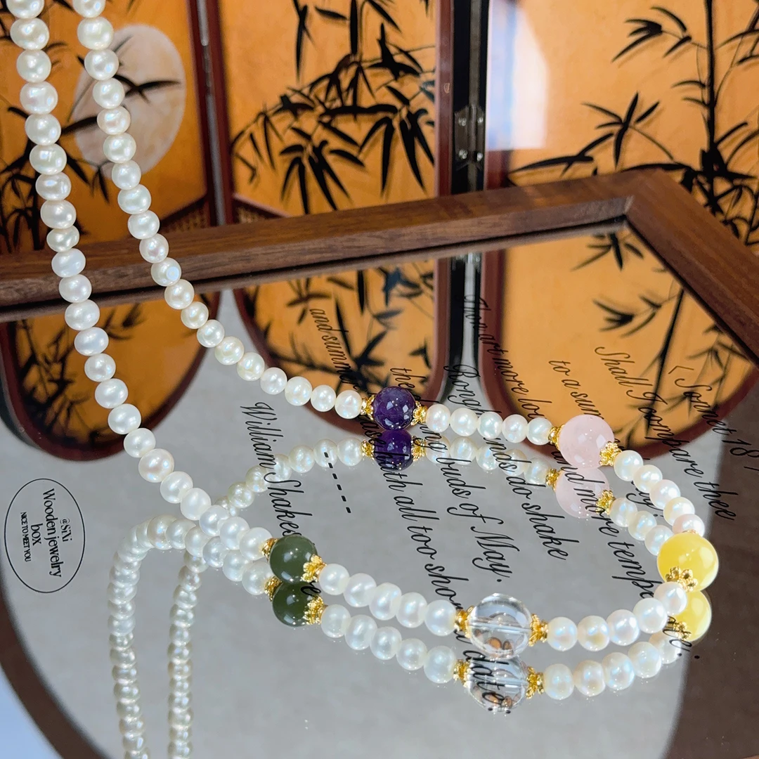 【五彩多宝】天然珍珠✖️水晶✖️蜜蜡多宝项链