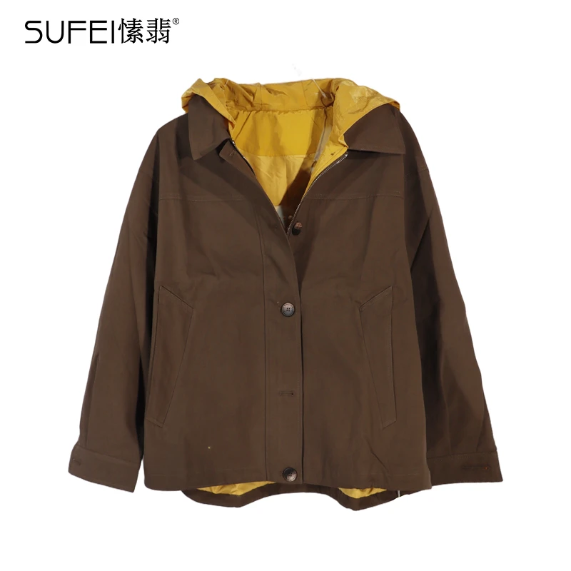 SUFEI/愫翡S53WT1078A 秋季简约双拼色外套 1078