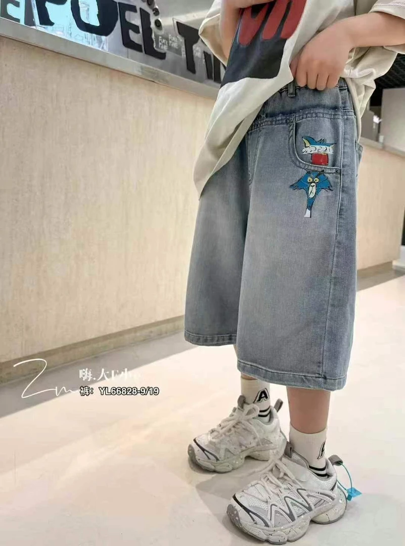《昊妈家》男童休闲宽松牛仔裤短裤66828