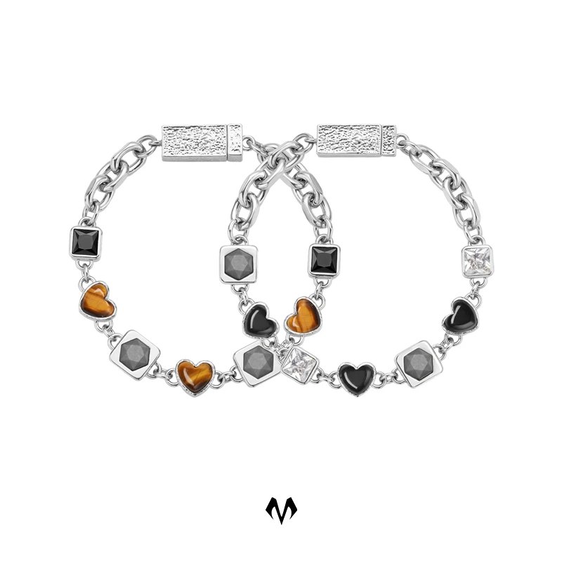 合金手链 Babama时尚原创情侣爱心手链扩香石情侣手链