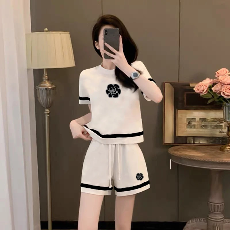 【粉丝专属】2件套夏季女短袖短裤宽松圆领休闲套装女248