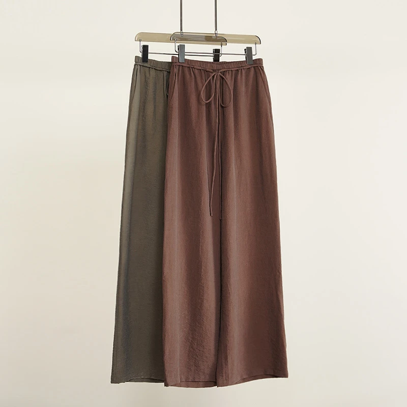 6A特级干丝Drysilk 桑蚕丝肌理感极简松弛感女士休闲裤（242001）