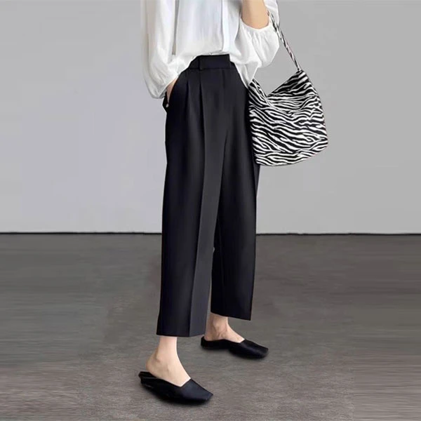 2025春季新款大码西装裤女高腰显瘦垂感气质高级感九分休闲直筒裤