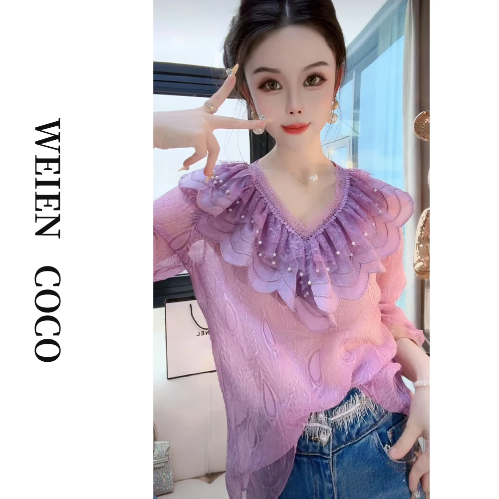 【薇恩COCO】气质镂空显瘦衬衣休闲百搭春夏上新S3397