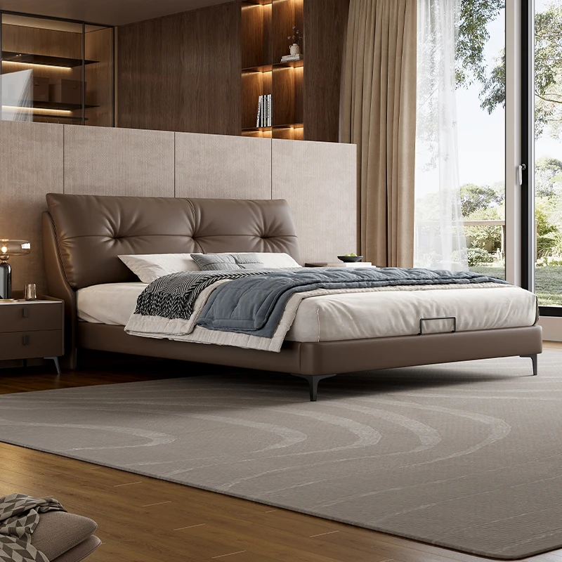 【爱德华】意式极简真皮床主卧悬浮床简约双人床新款【达人】