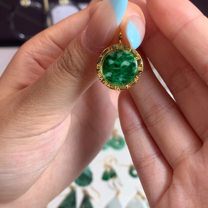 翡翠银S925镶嵌耳饰吊坠