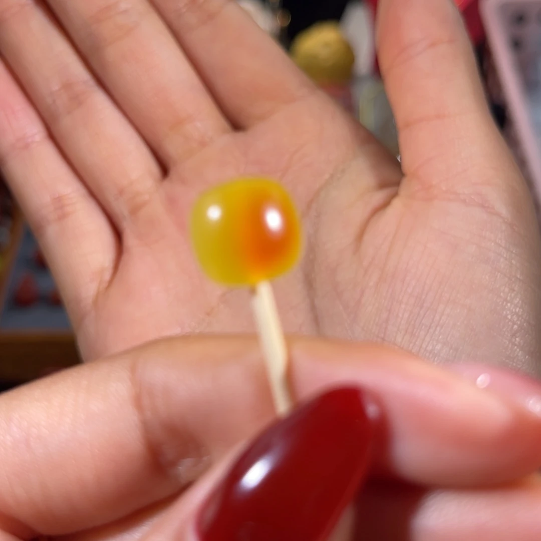 玛瑙/玉髓蒲缥黄冰老型珠10.7mm未镶嵌梵*