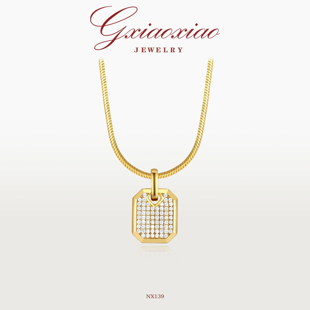 G XIAOXIAO 法式轻奢气质高级百搭满镶方形锁骨项链 NX139