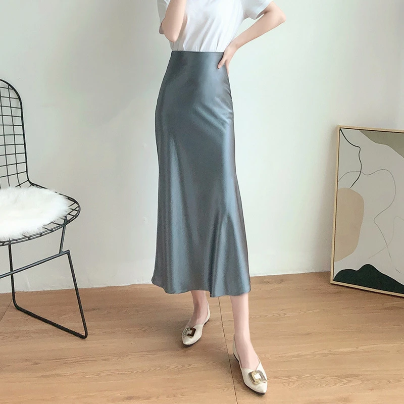 高腰显瘦半身裙新款包臀丝滑高级感鱼尾裙中长款裙子0262